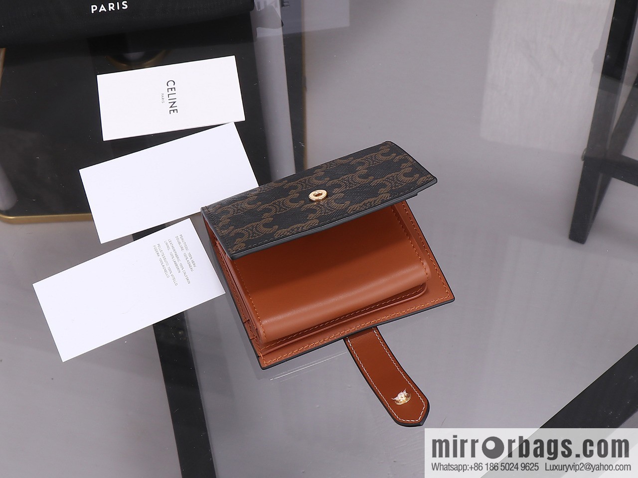 [Premium quality, all-steel hardware] [CELIEN · Celine] Small logo printed sheep leather (fabric) lace wallet TRIOMPHE number: 100262