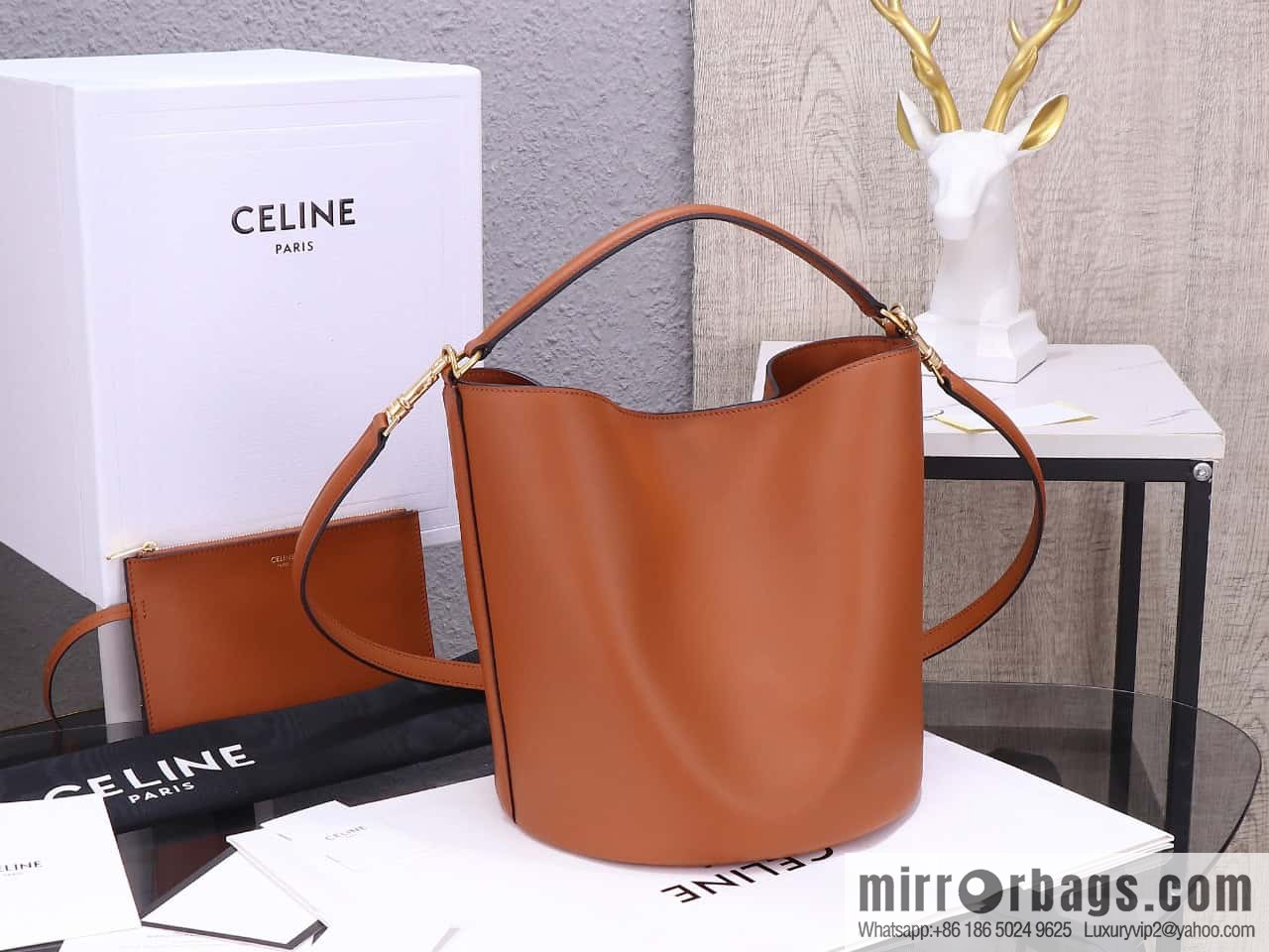 [Premium quality, all steel hardware] CELINE Bucket 16 calfskin bucket bag No.: 195573