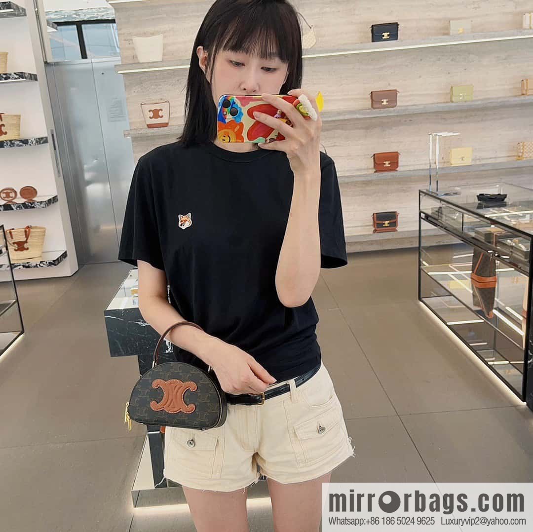 [Premium quality, all-steel hardware] logo printed cow leather (fabric) half-moon bag, yellow-brown, number: 101642ECM.04LU