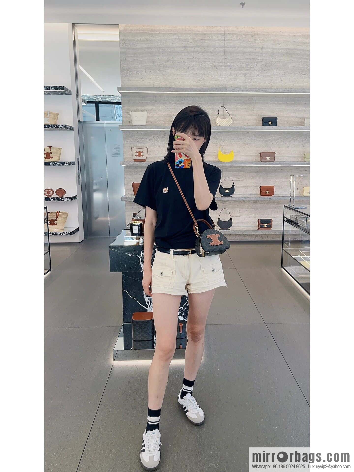 [Premium quality, all-steel hardware] logo printed cow leather (fabric) half-moon bag, yellow-brown, number: 101642ECM.04LU