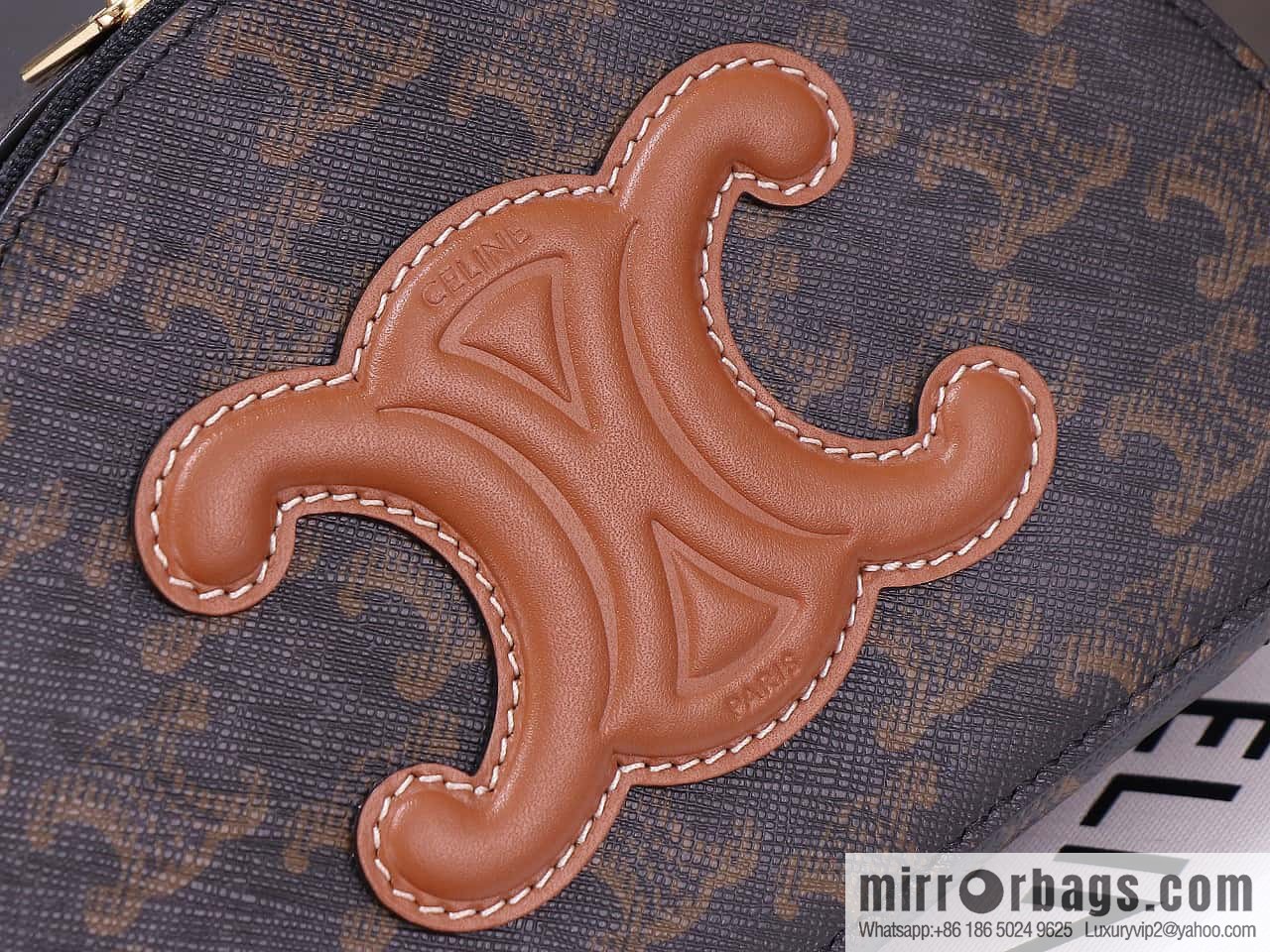 [Premium quality, all-steel hardware] logo printed cow leather (fabric) half-moon bag, yellow-brown, number: 101642ECM.04LU