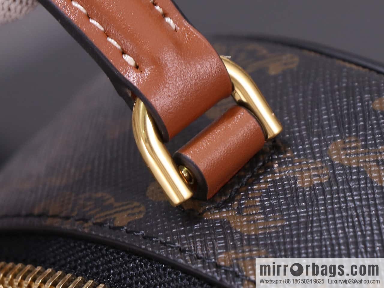 [Premium quality, all-steel hardware] logo printed cow leather (fabric) half-moon bag, yellow-brown, number: 101642ECM.04LU