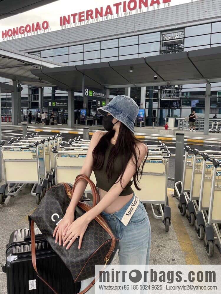[Premium quality, all-steel hardware] CELINE2022 | The first Voyage printed Travel Bags series, model number: 191472 DOG material/brown