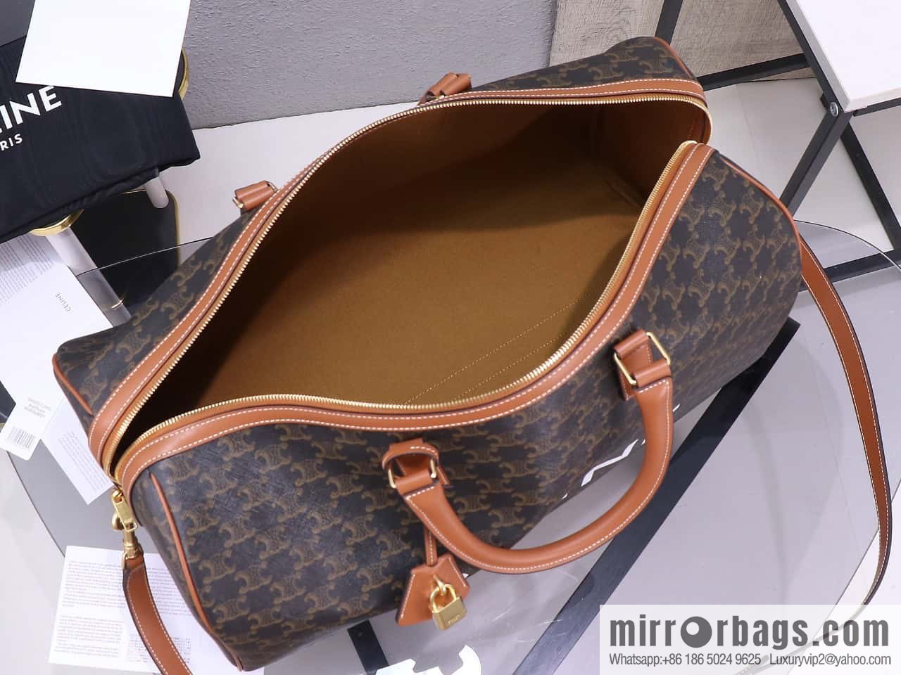 [Premium quality, all-steel hardware] CELINE2022 | The first Voyage printed Travel Bags series, model number: 191472 DOG material/brown