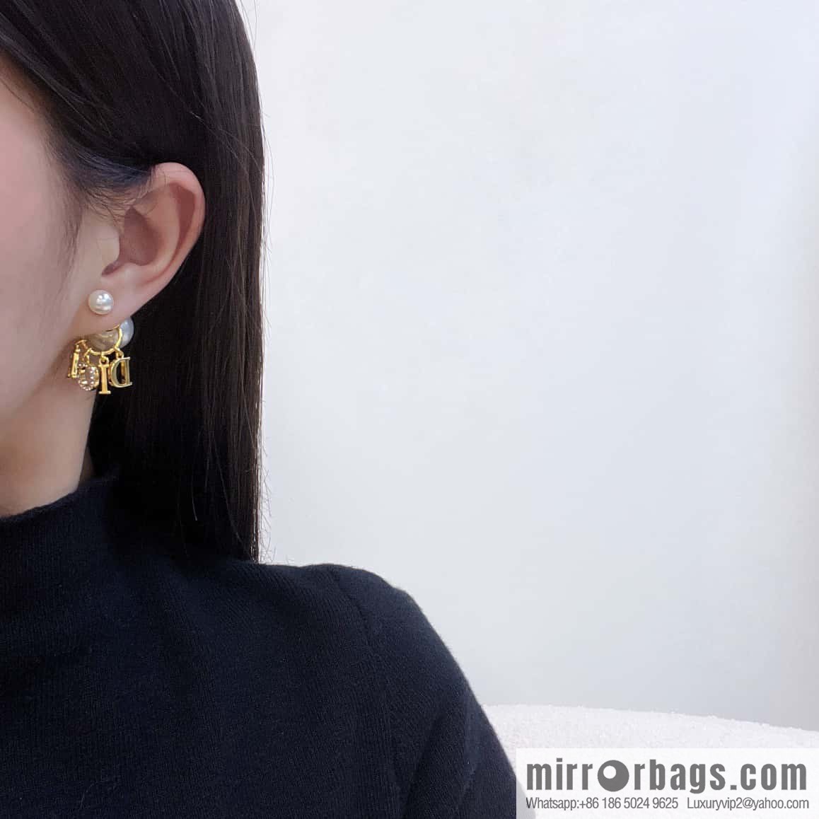 New ☑️ DIOR tassel letter size pearl earrings stud earrings