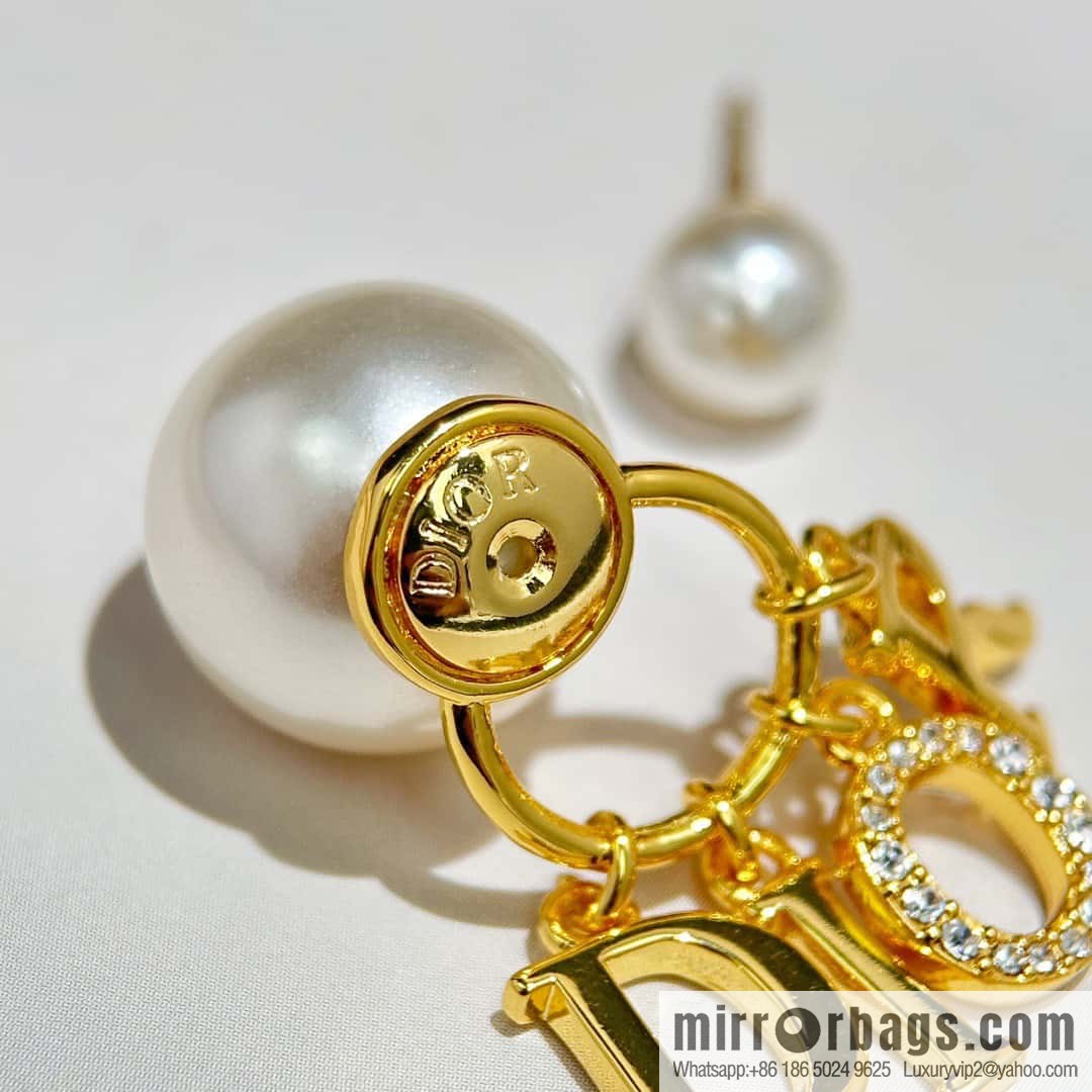 New ☑️ DIOR tassel letter size pearl earrings stud earrings
