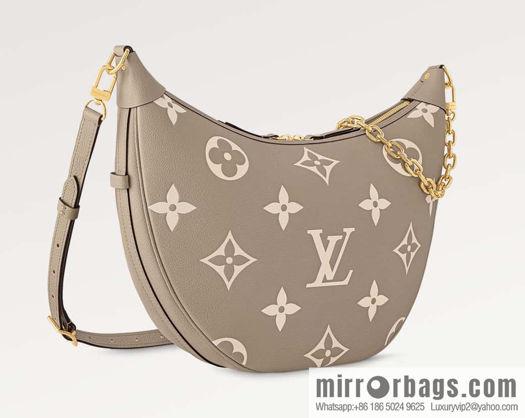 [Original order boutique] M46725 M46738 gray silk print full leather moon bag series, this Loop Hobo handbag.