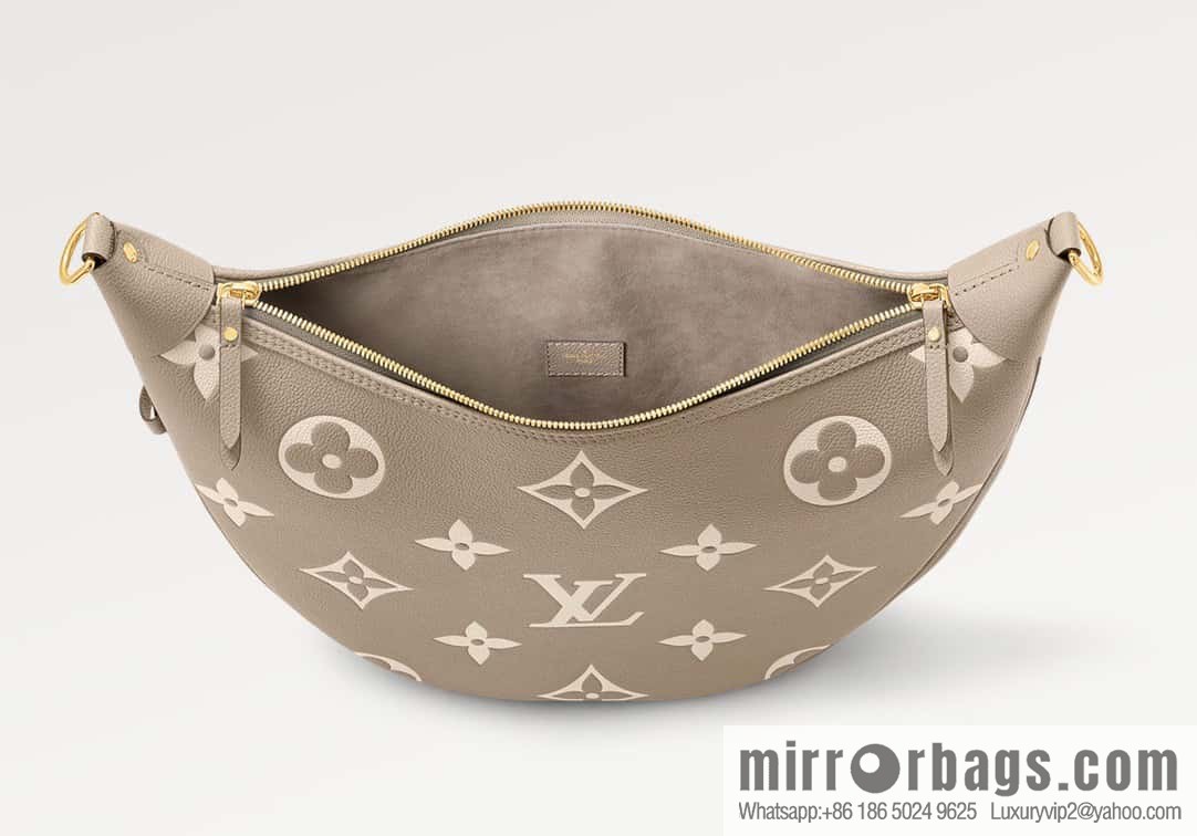 [Original order boutique] M46725 M46738 gray silk print full leather moon bag series, this Loop Hobo handbag.