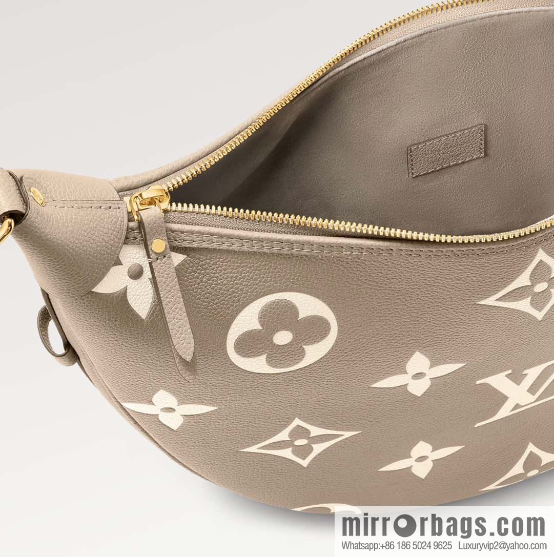 [Original order boutique] M46725 M46738 gray silk print full leather moon bag series, this Loop Hobo handbag.