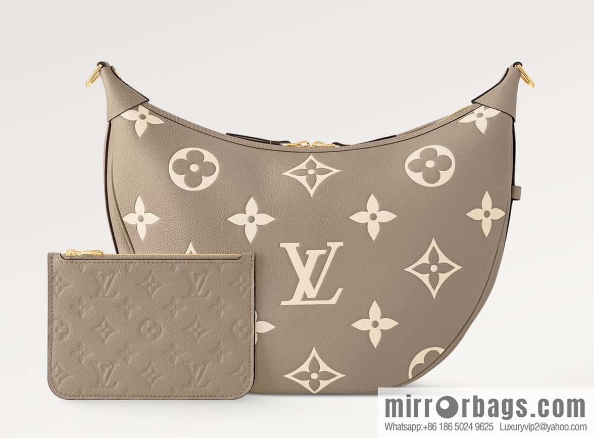[Original order boutique] M46725 M46738 gray silk print full leather moon bag series, this Loop Hobo handbag.