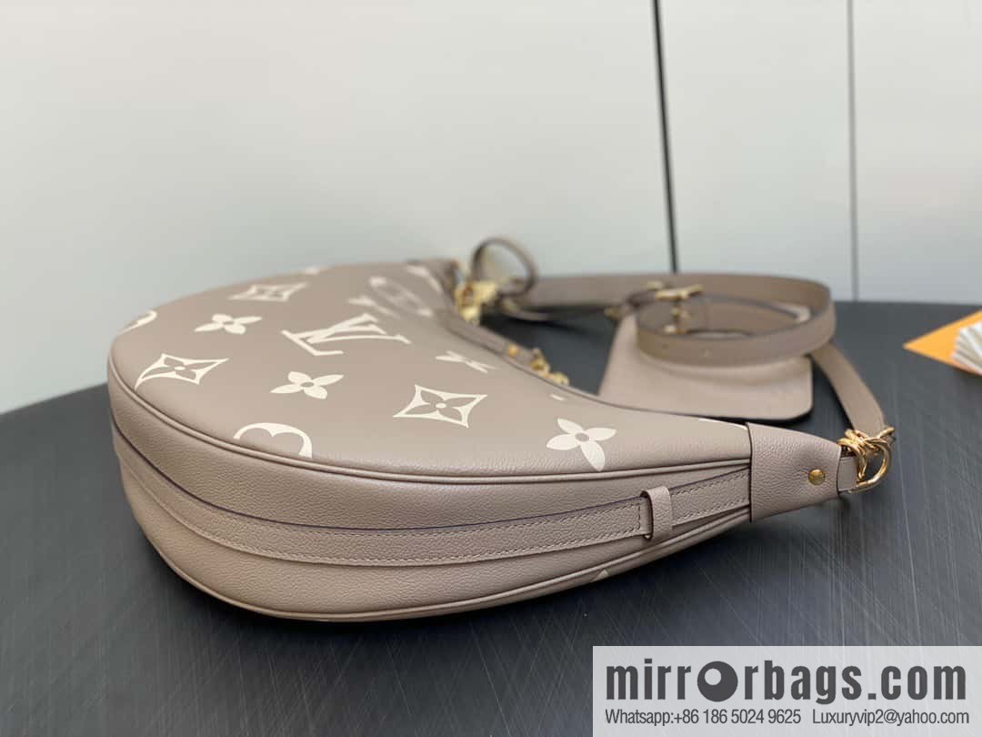 [Original order boutique] M46725 M46738 gray silk print full leather moon bag series, this Loop Hobo handbag.