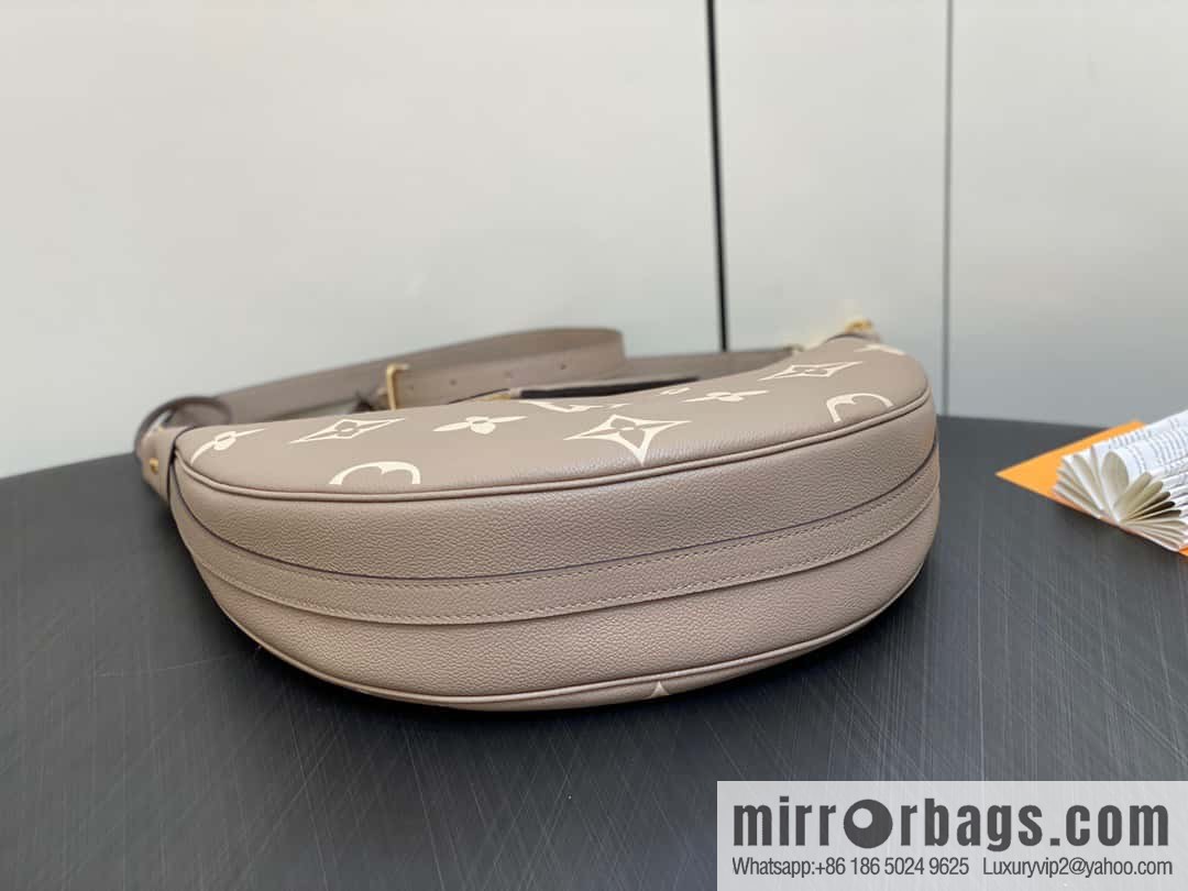 [Original order boutique] M46725 M46738 gray silk print full leather moon bag series, this Loop Hobo handbag.