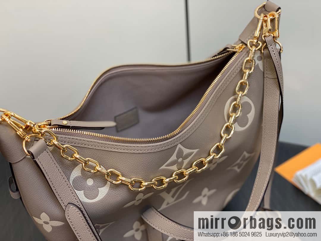 [Original order boutique] M46725 M46738 gray silk print full leather moon bag series, this Loop Hobo handbag.
