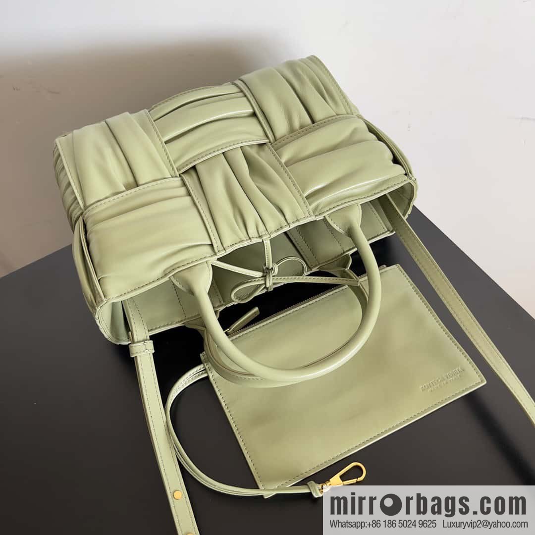 BV 2023 new 20cm Mini Arco pleated tote bag model number 729042 travertine green