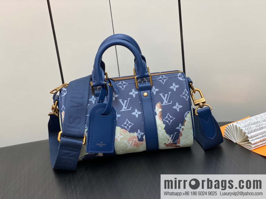 [Boutique‑grade] M46804 blue flame, men's bag, pillow bag series KEEPALL BANDOULIZRE 25 handbag