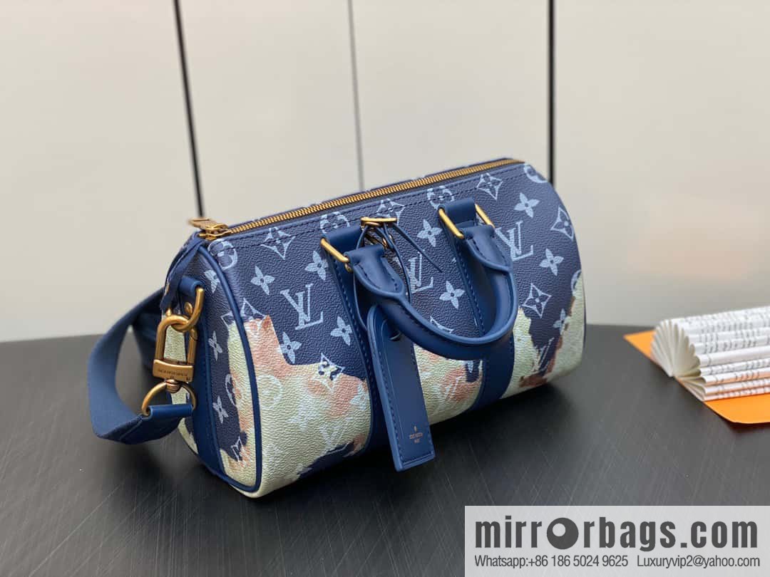 [Boutique‑grade] M46804 blue flame, men's bag, pillow bag series KEEPALL BANDOULIZRE 25 handbag