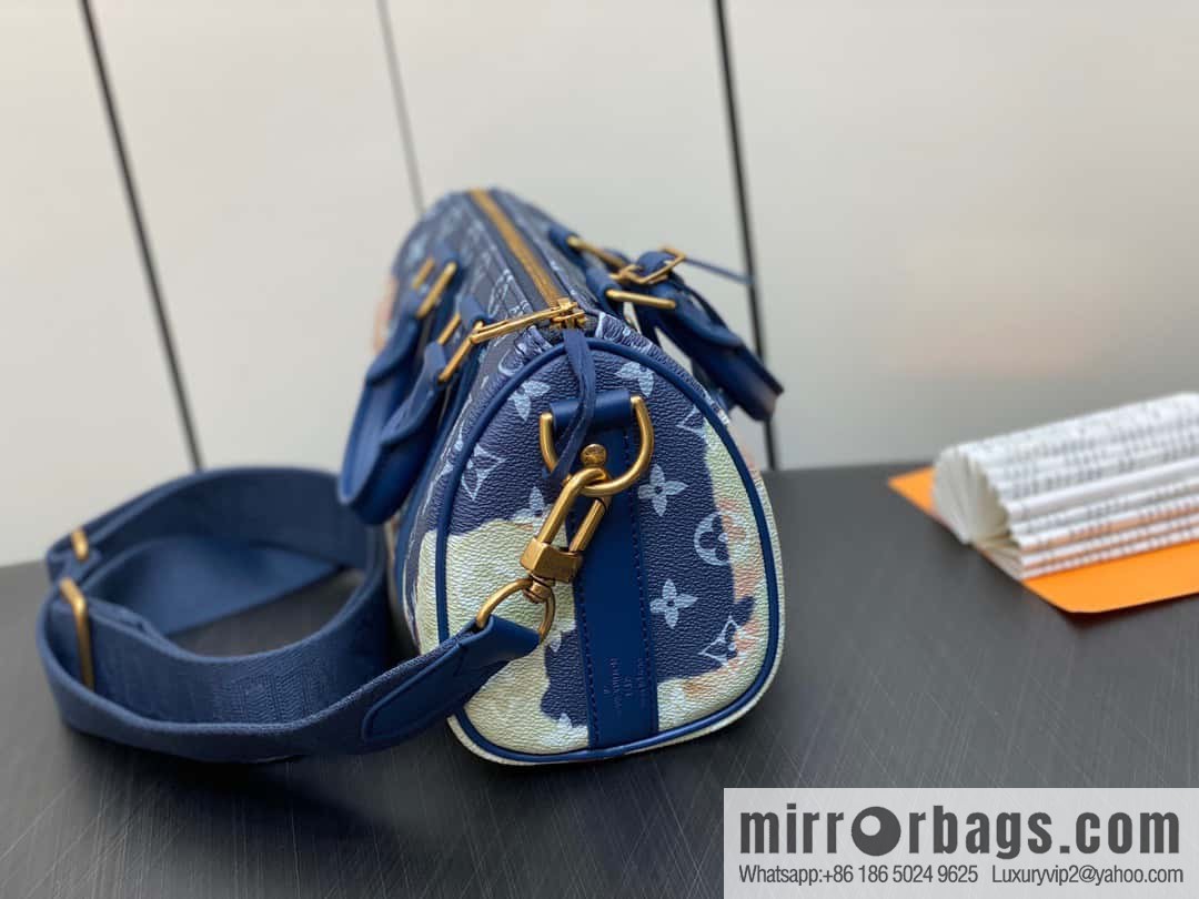 [Boutique‑grade] M46804 blue flame, men's bag, pillow bag series KEEPALL BANDOULIZRE 25 handbag
