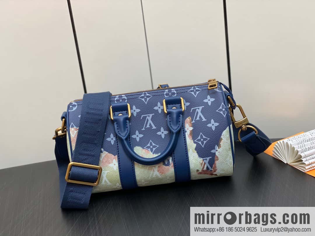 [Boutique‑grade] M46804 blue flame, men's bag, pillow bag series KEEPALL BANDOULIZRE 25 handbag