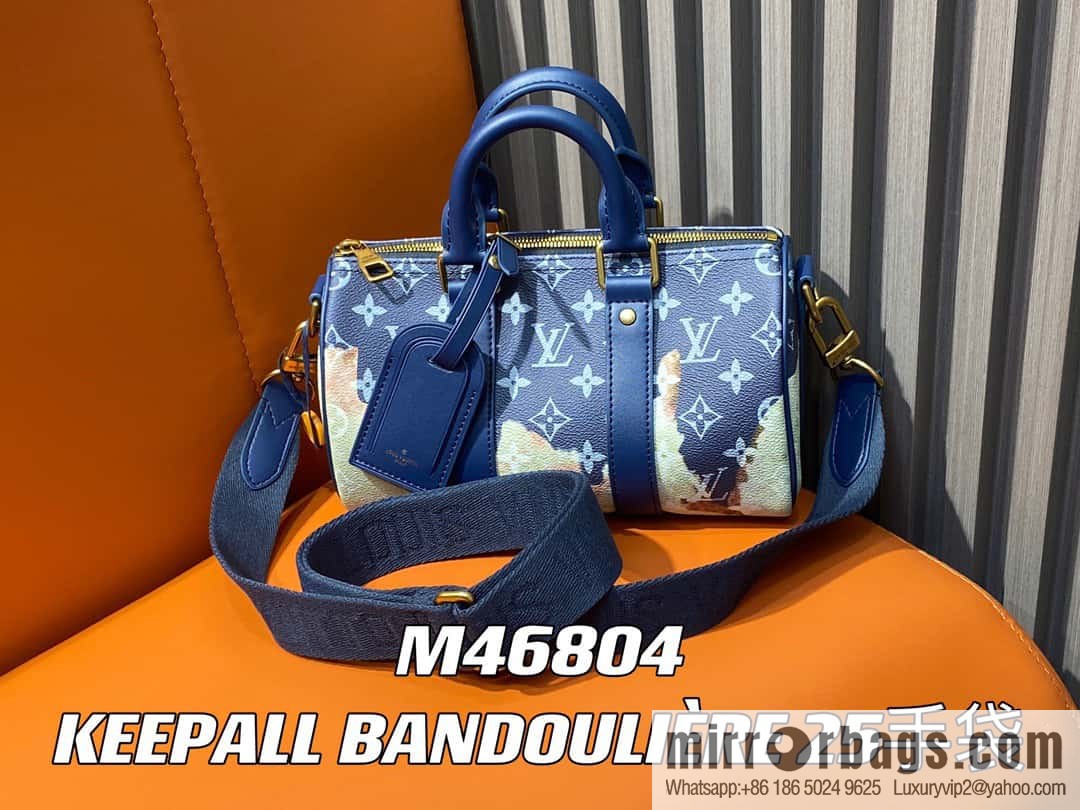 [Boutique‑grade] M46804 blue flame, men's bag, pillow bag series KEEPALL BANDOULIZRE 25 handbag