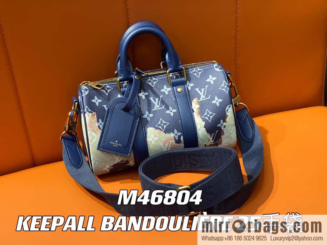[Boutique‑grade] M46804 blue flame, men's bag, pillow bag series KEEPALL BANDOULIZRE 25 handbag