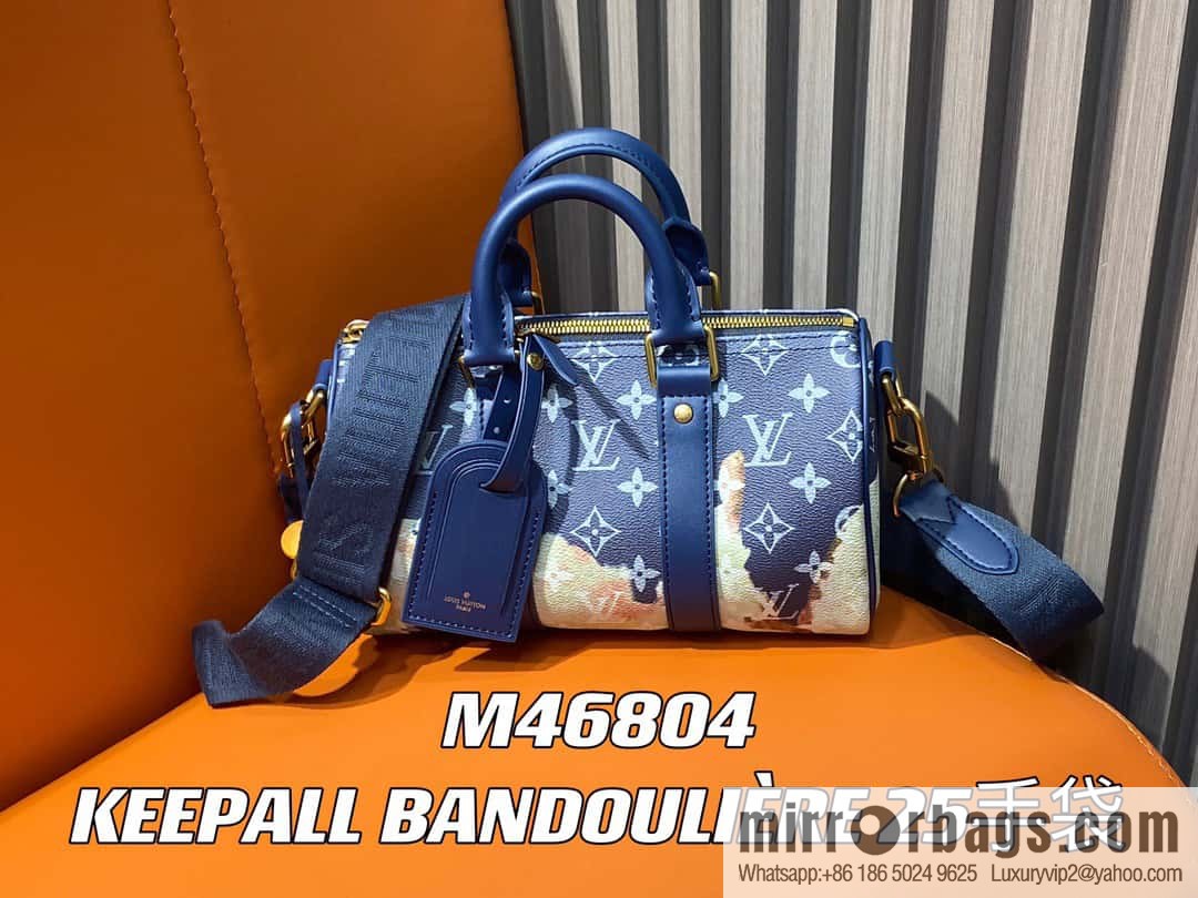 [Boutique‑grade] M46804 blue flame, men's bag, pillow bag series KEEPALL BANDOULIZRE 25 handbag
