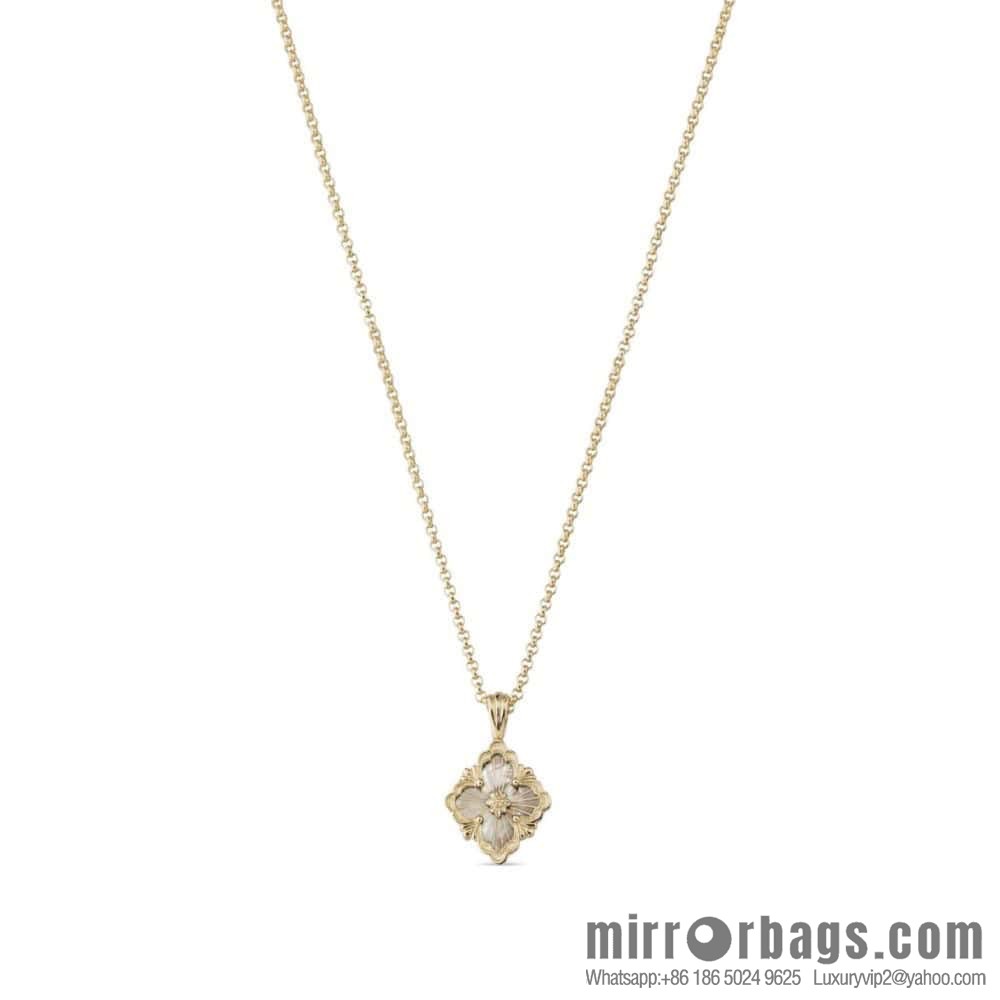 ❗️New ❗️ ☀ Buccellati Vintage court style with diamond brushed four-leaf clover shell agate chalcedony double-sided necklace ☀️