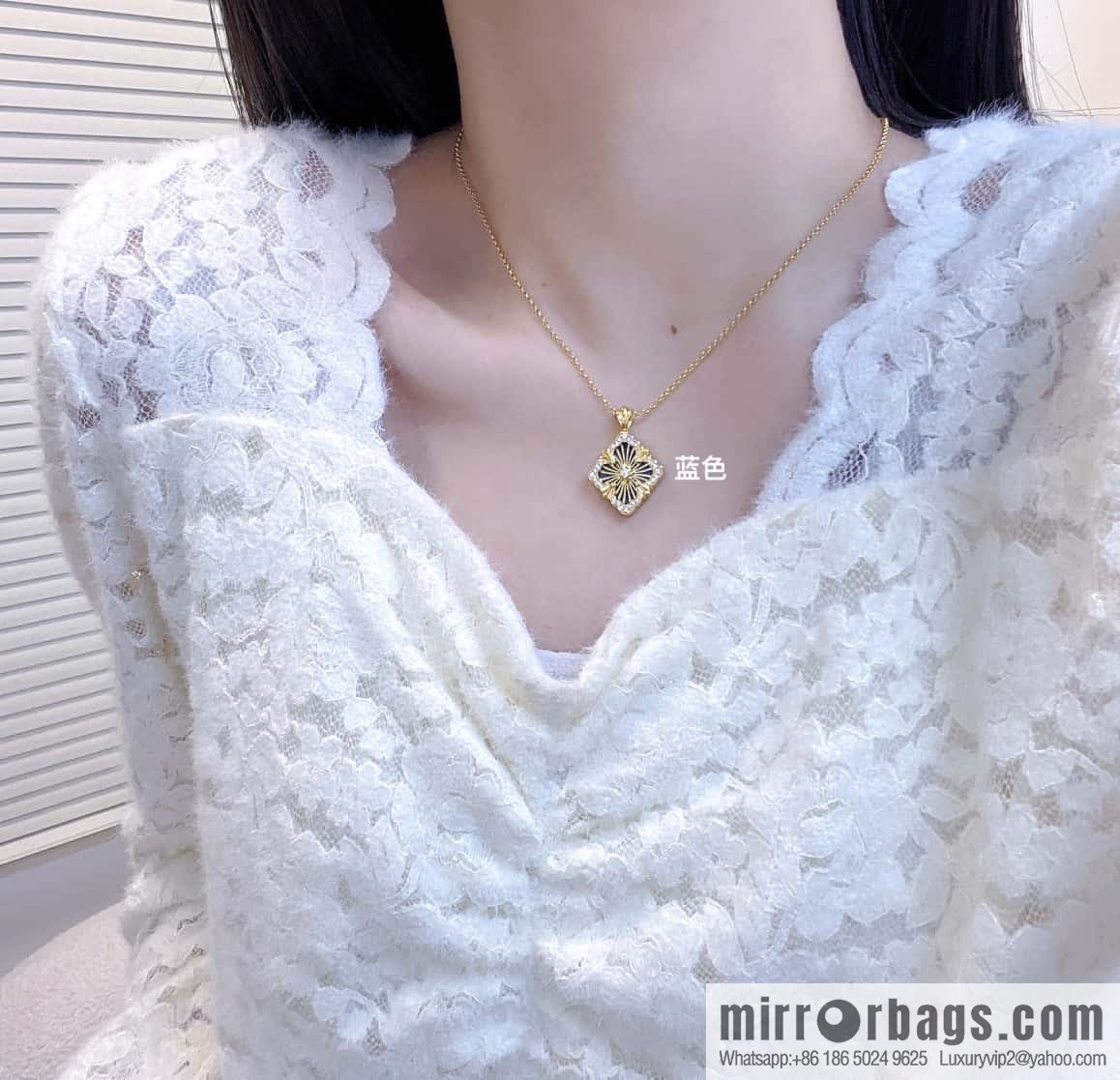 ❗️New ❗️ ☀ Buccellati Vintage court style with diamond brushed four-leaf clover shell agate chalcedony double-sided necklace ☀️