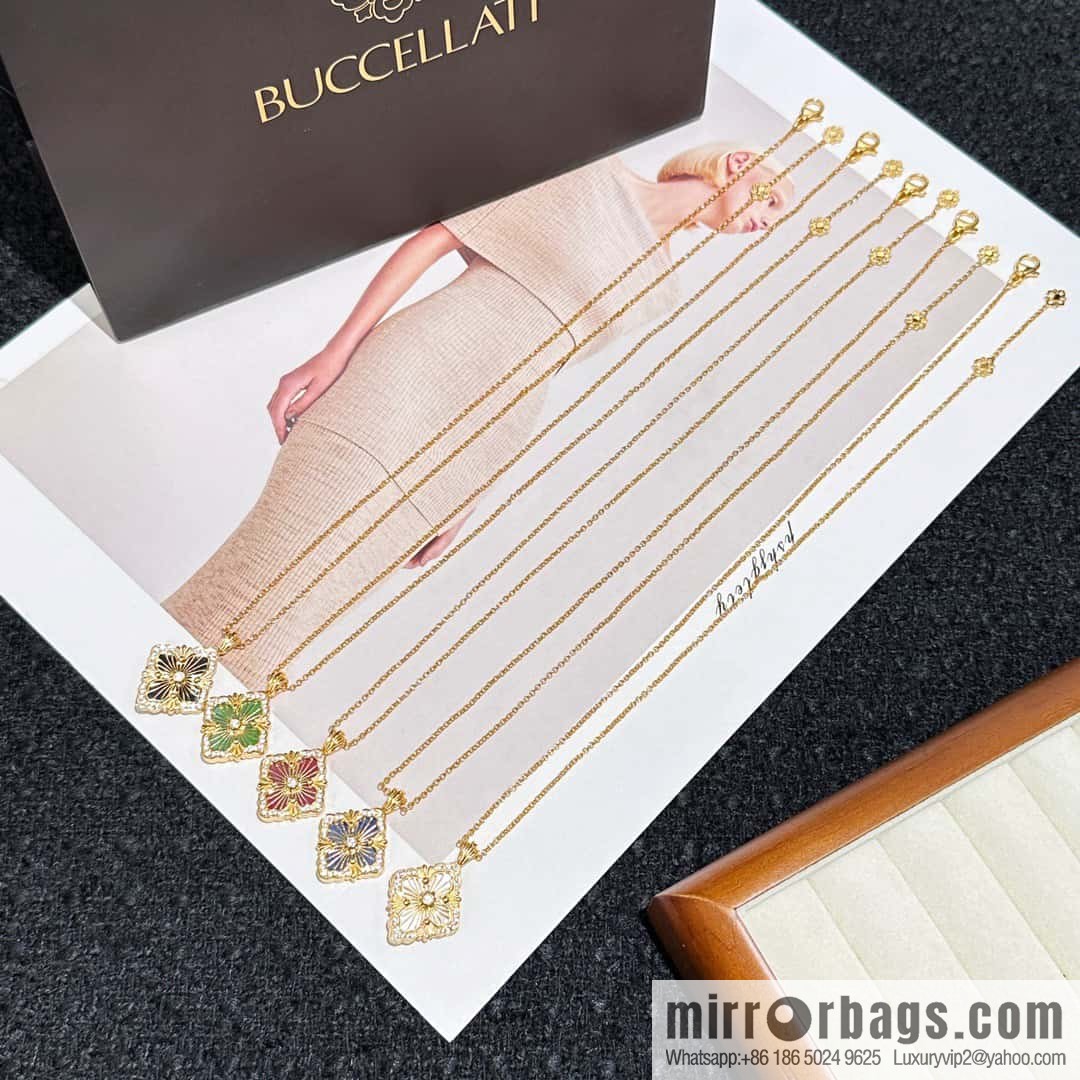 ❗️New ❗️ ☀ Buccellati Vintage court style with diamond brushed four-leaf clover shell agate chalcedony double-sided necklace ☀️