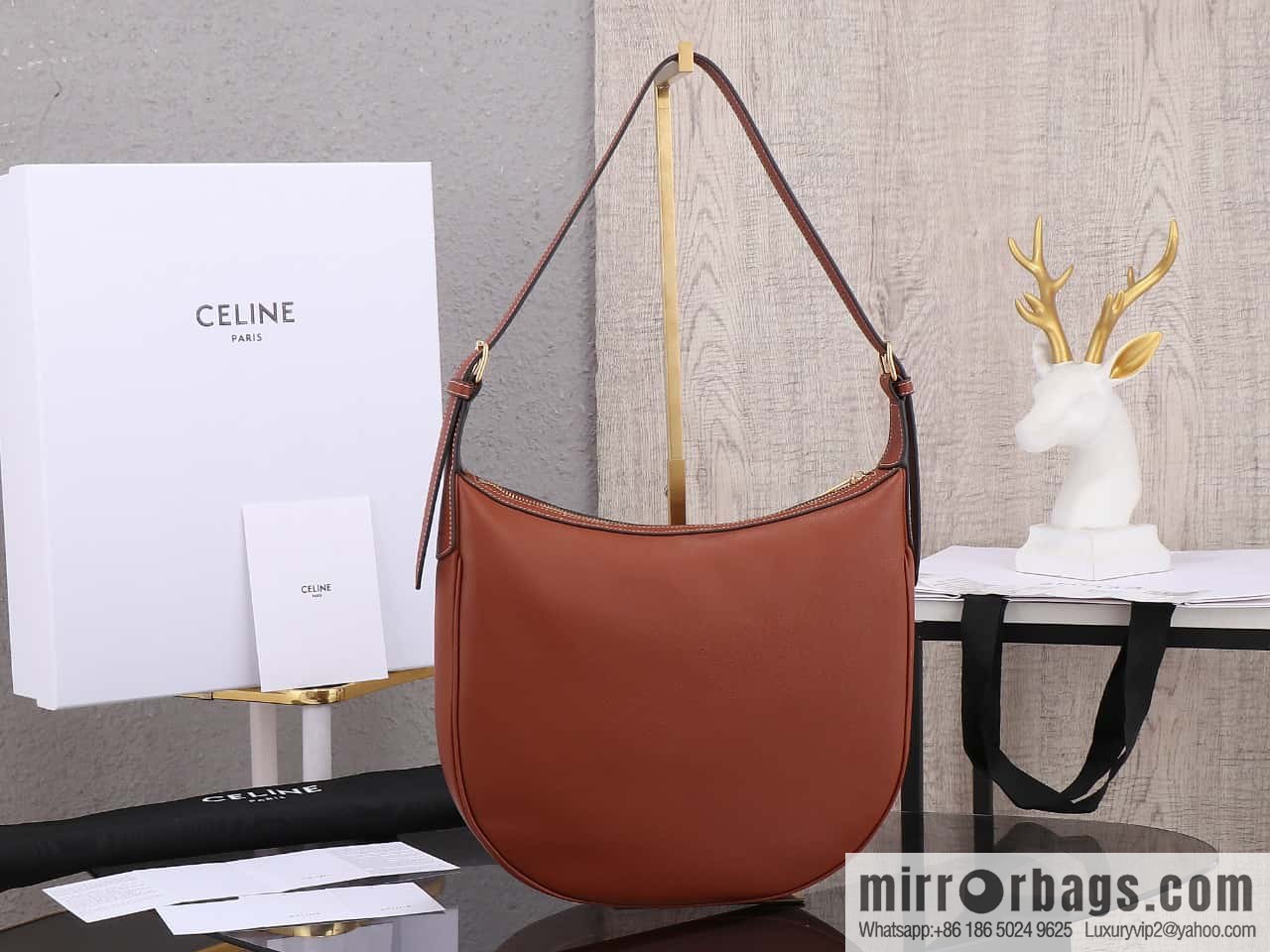 [Premium quality, all-steel hardware] CELINE HELOISE handbag, new, calfskin HÉLOSE armpit bag, ID: 114713