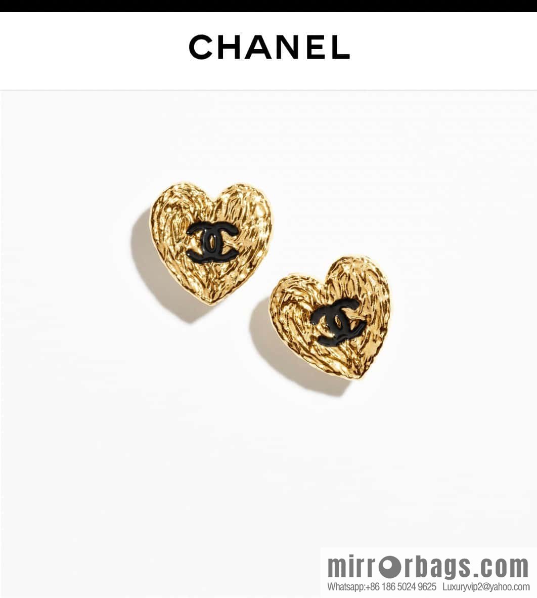 ❗️New ❗️☀️ new ☑️ chanel c1 double c gold peach heart love stud earrings ☀️