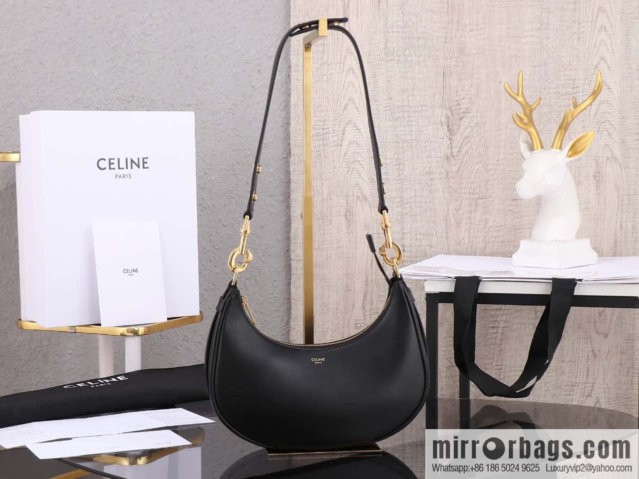 [Premium quality, all-steel hardware 】𝗖𝗘𝗟𝗜𝗡𝗘 | 𝐀𝐕𝐀 full leather armpit bag Model: 196923