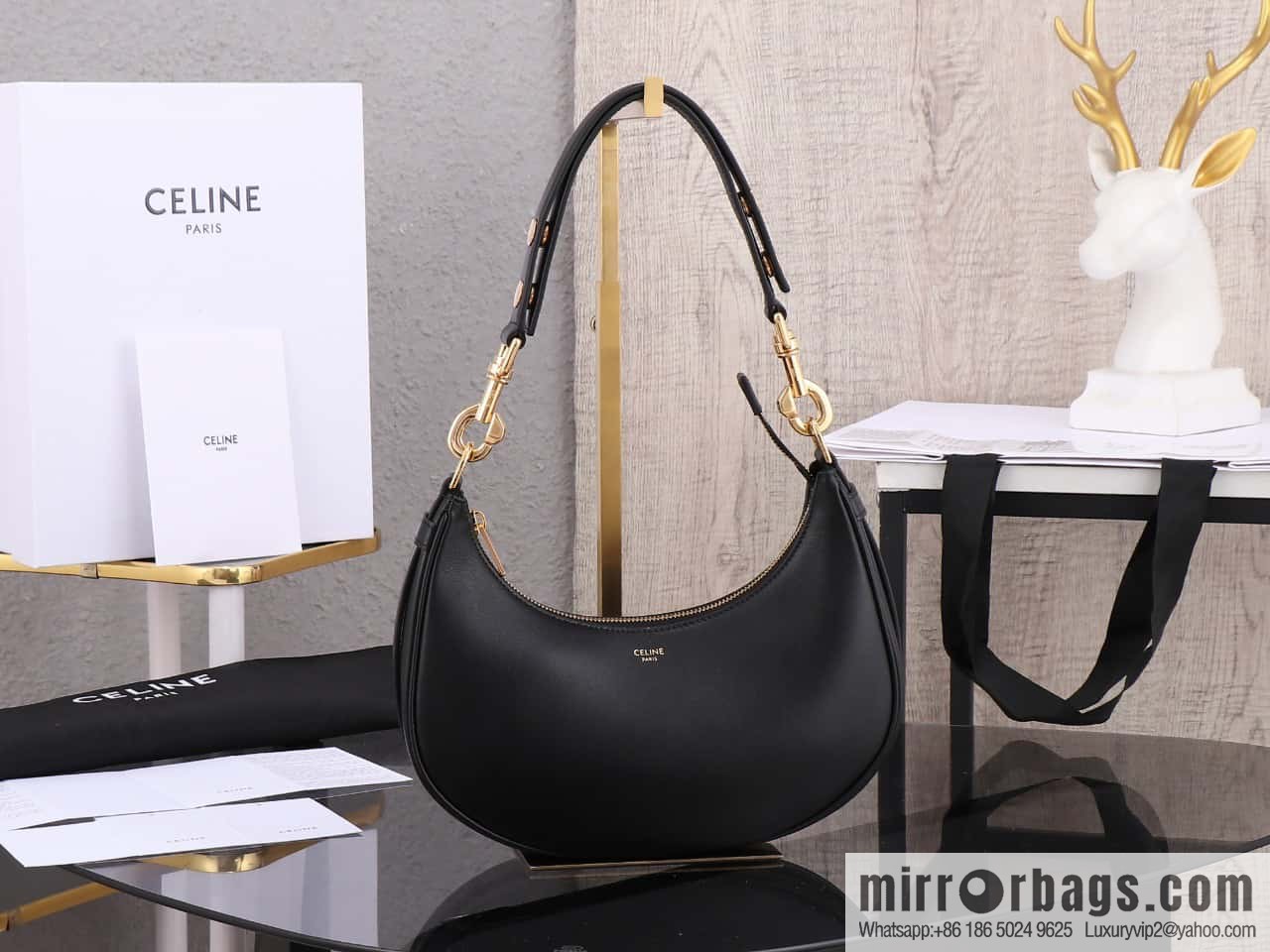 [Premium quality, all-steel hardware 】𝗖𝗘𝗟𝗜𝗡𝗘 | 𝐀𝐕𝐀 full leather armpit bag Model: 196923