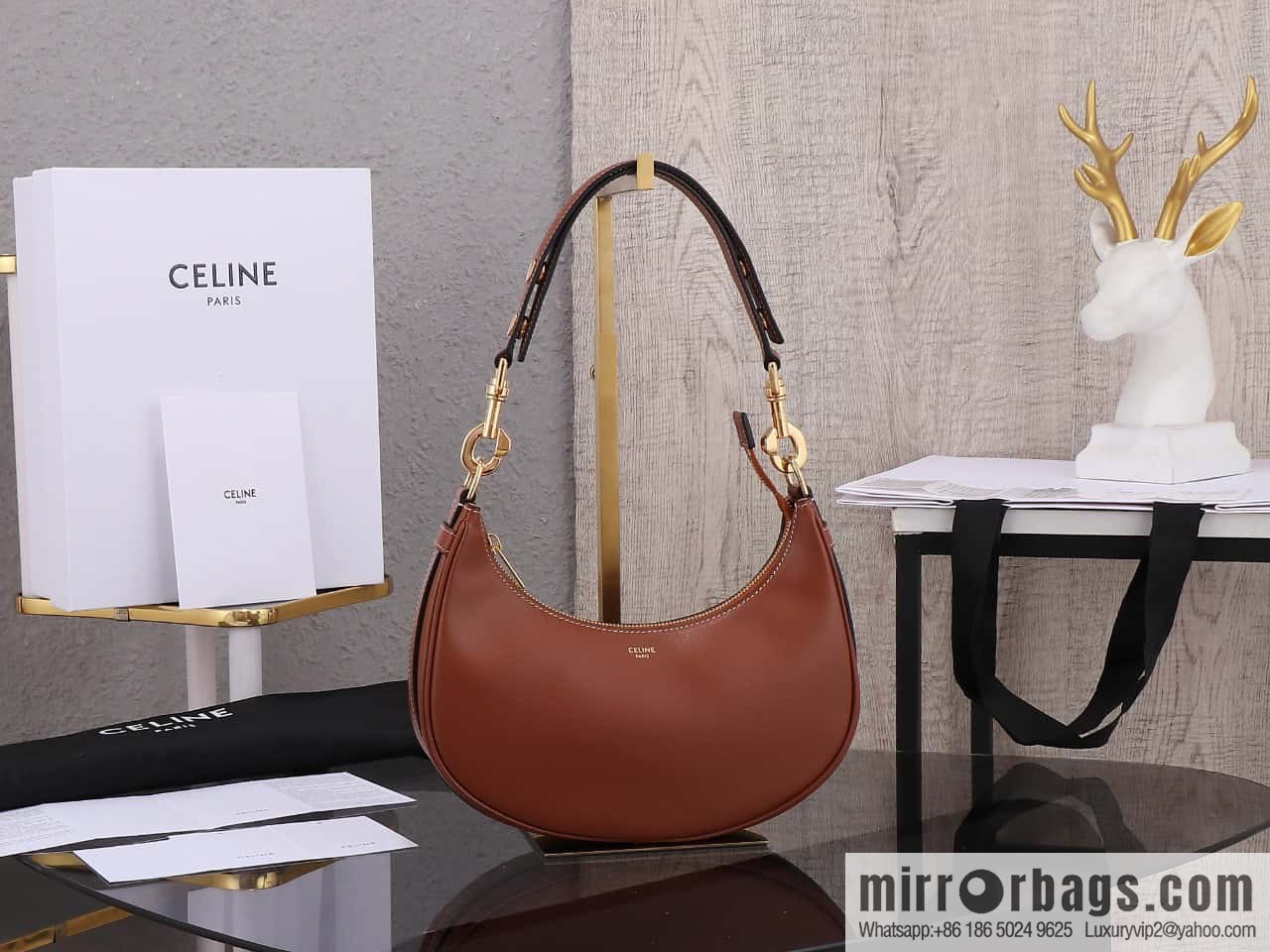 [Premium quality, all-steel hardware 】𝗖𝗘𝗟𝗜𝗡𝗘 | 𝐀𝐕𝐀 full leather armpit bag Model: 196923