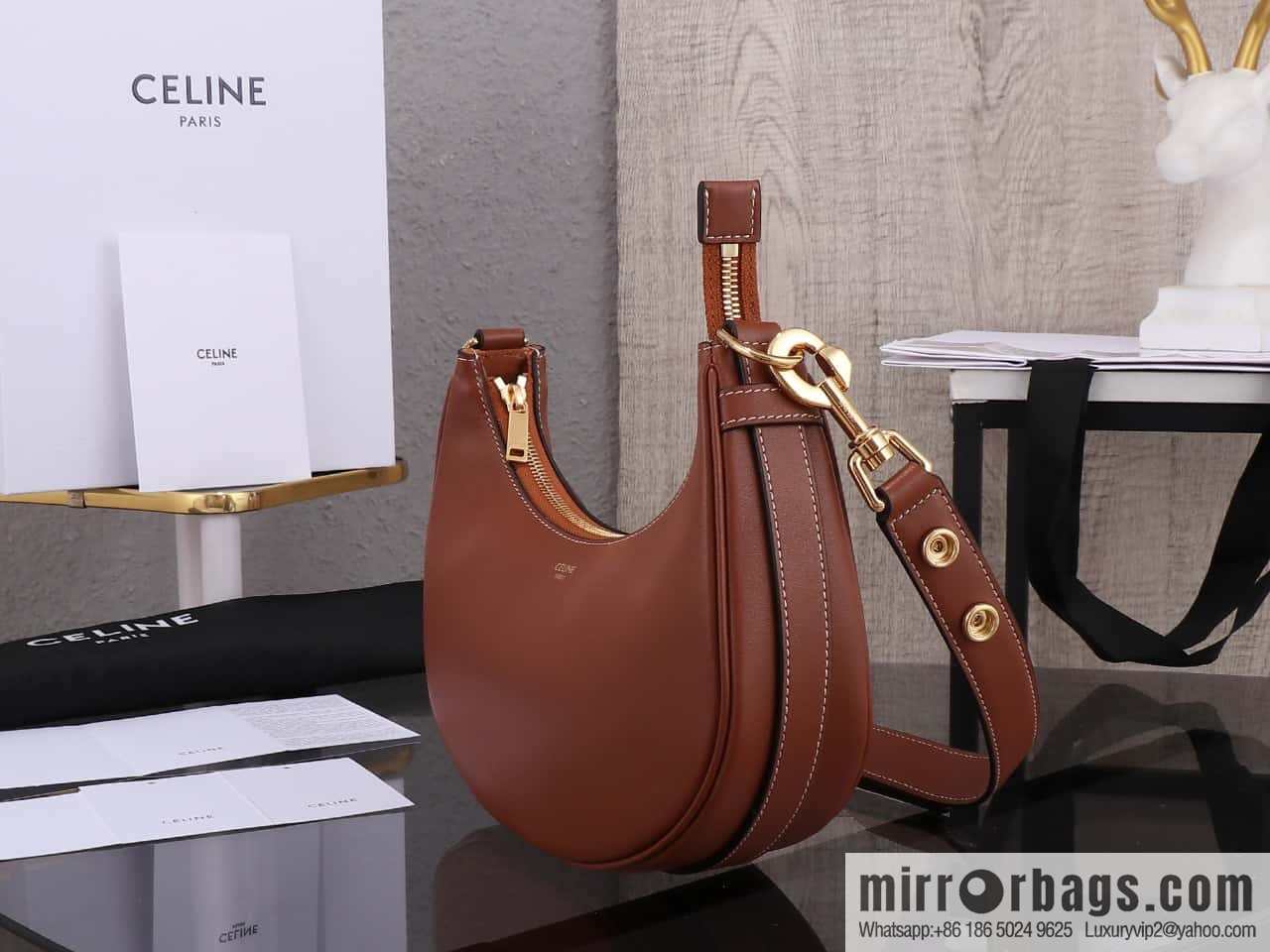 [Premium quality, all-steel hardware 】𝗖𝗘𝗟𝗜𝗡𝗘 | 𝐀𝐕𝐀 full leather armpit bag Model: 196923