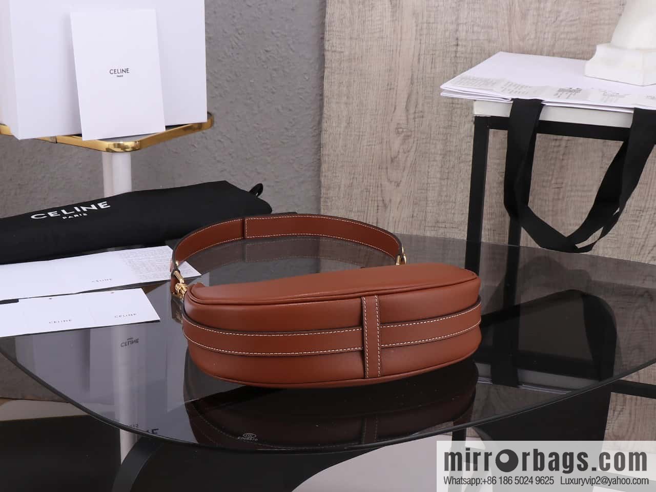 [Premium quality, all-steel hardware 】𝗖𝗘𝗟𝗜𝗡𝗘 | 𝐀𝐕𝐀 full leather armpit bag Model: 196923