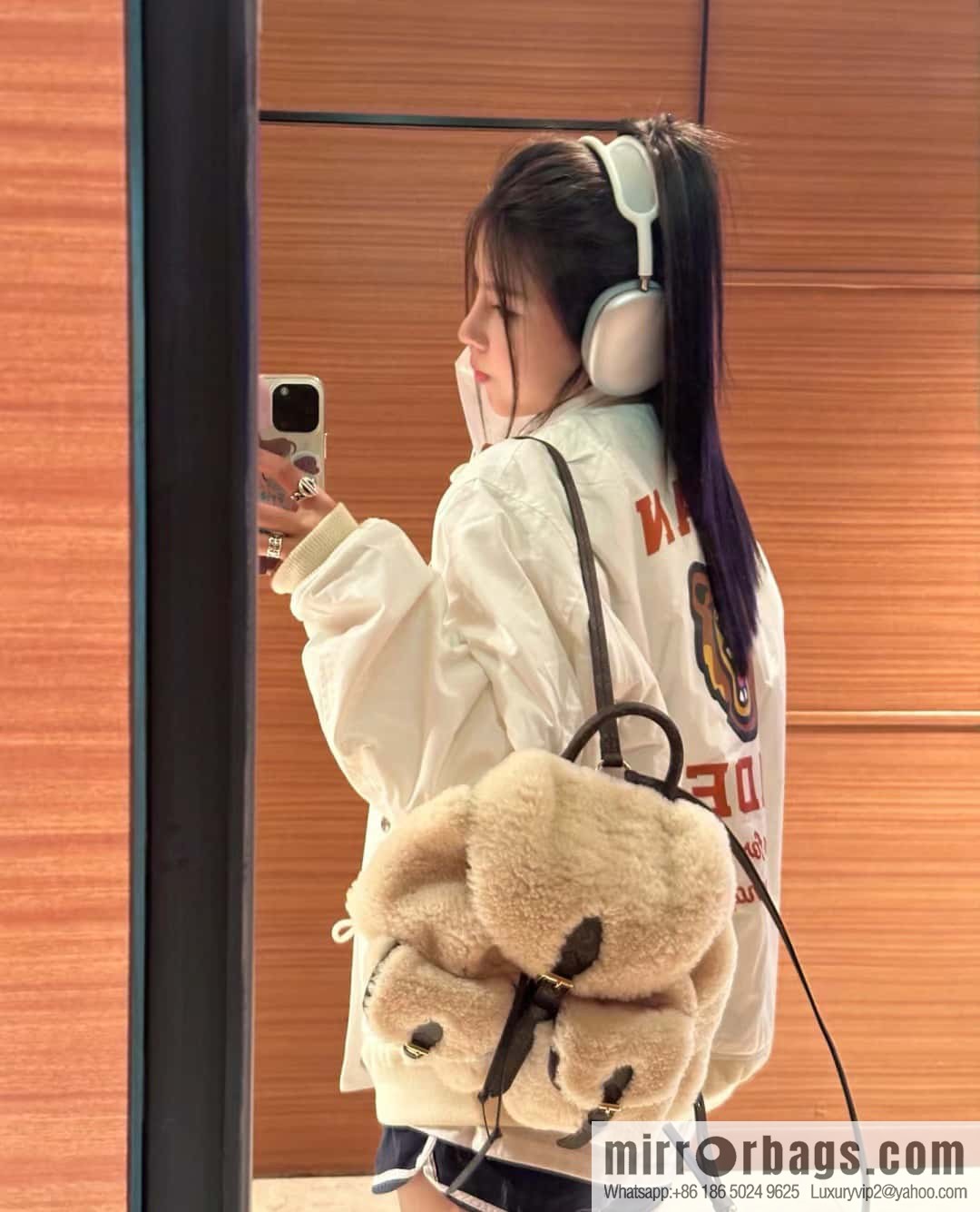 [Original order boutique] M23384 meters white, lamb wool backpack series Backpack backpack