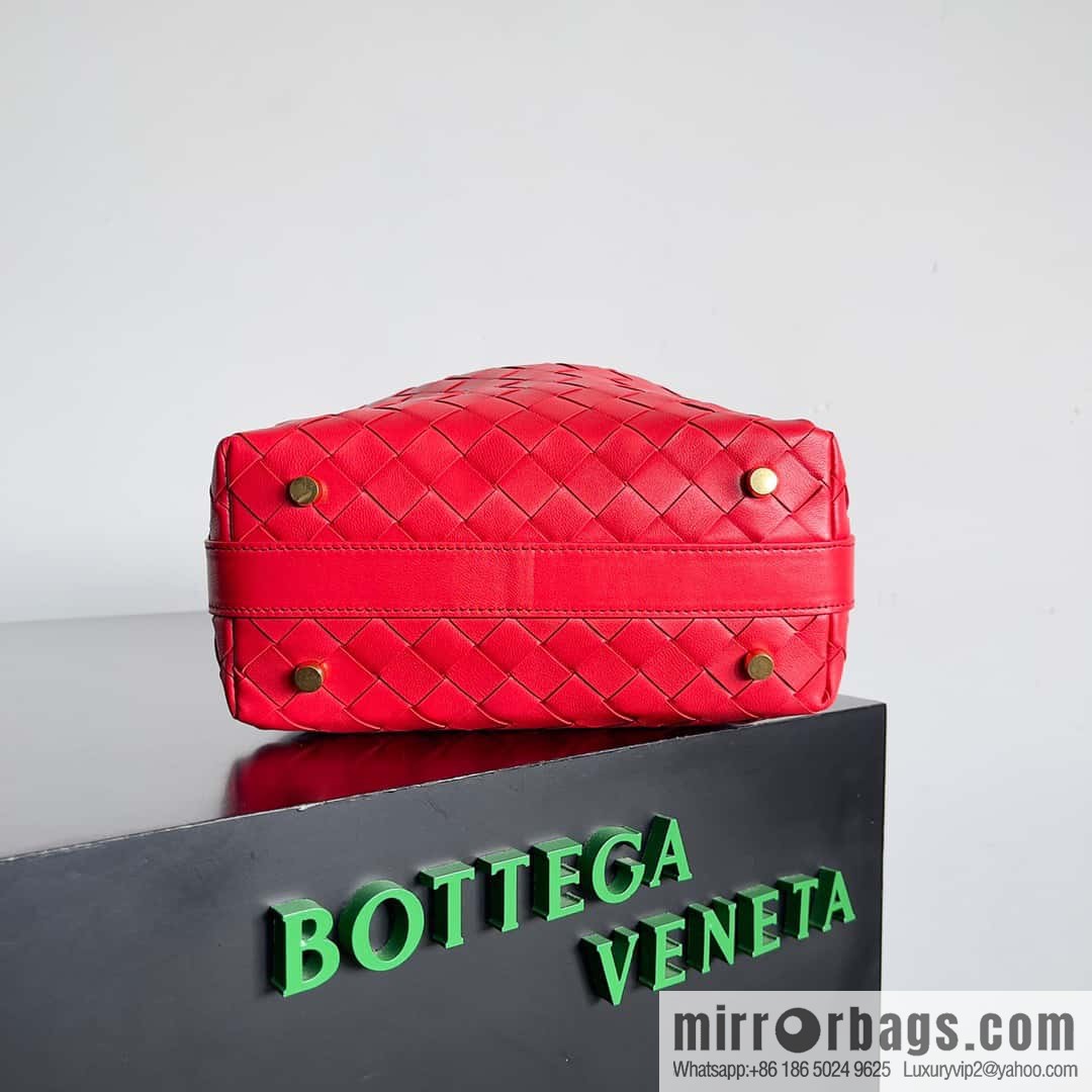 BvWallace Shoulder Bento Bag, Model 754443 intrecciato woven bag, bright red