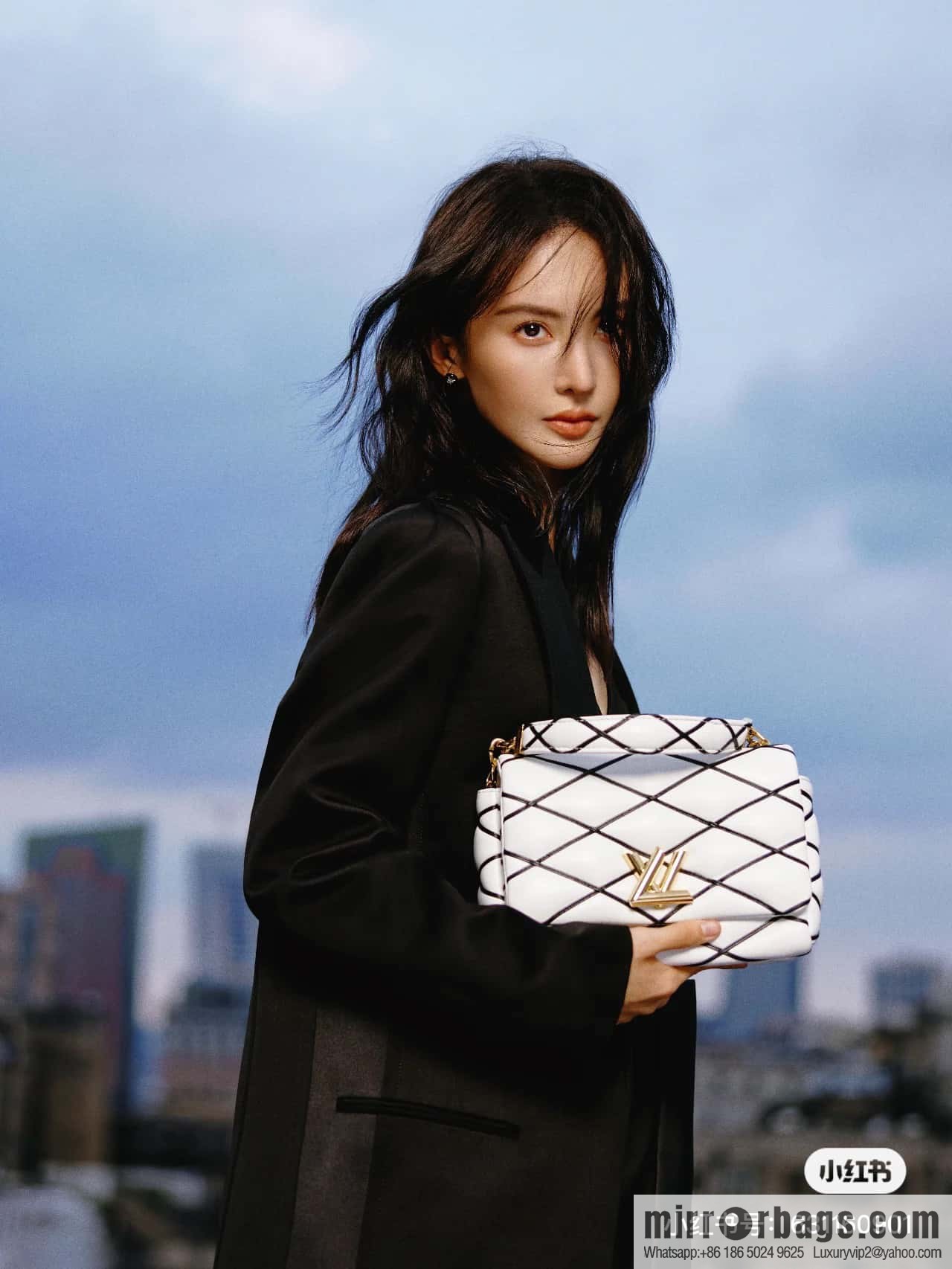 [Original order boutique] M22890 white, full leather rhombus chain bag series GO-14 Teist medium handbag M22891