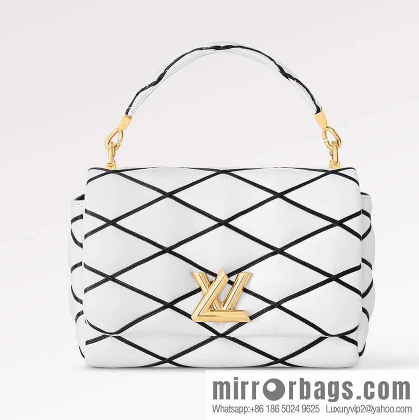 [Original order boutique] M22890 white, full leather rhombus chain bag series GO-14 Teist medium handbag M22891