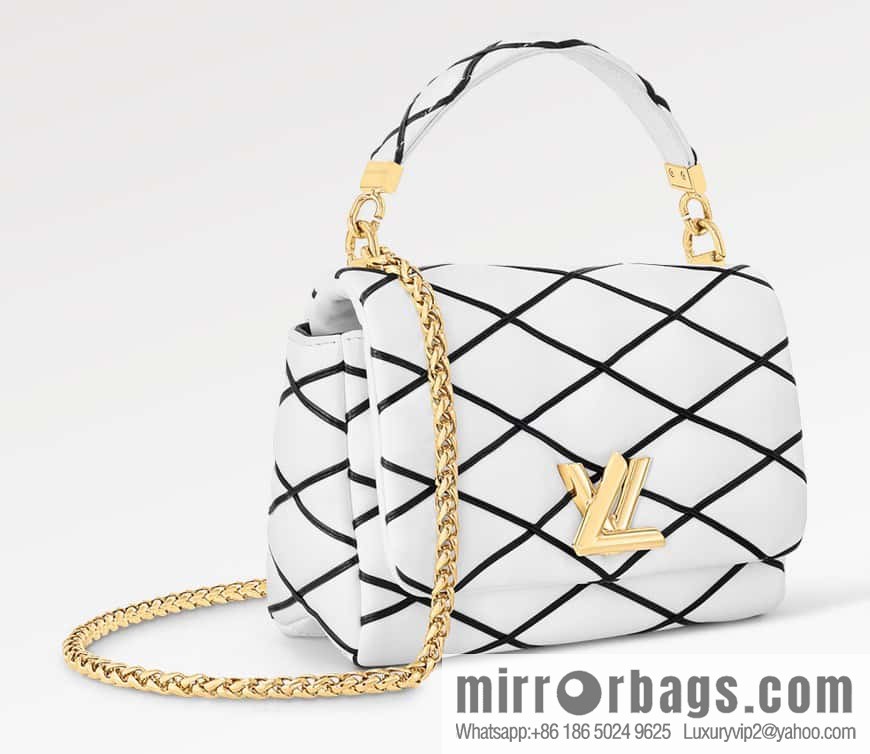 [Original order boutique] M22890 white, full leather rhombus chain bag series GO-14 Teist medium handbag M22891