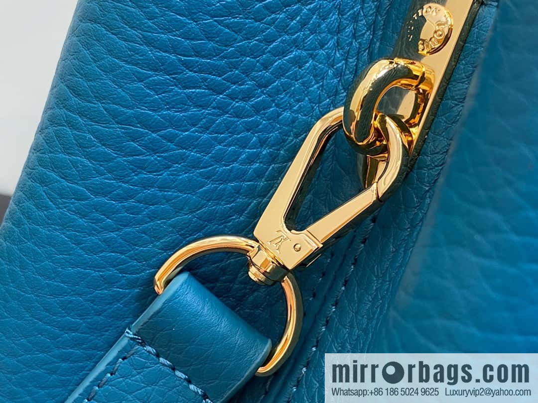 [Original order boutique] M23766 blue flower crown, full leather cap, that English series Capucines medium handbag