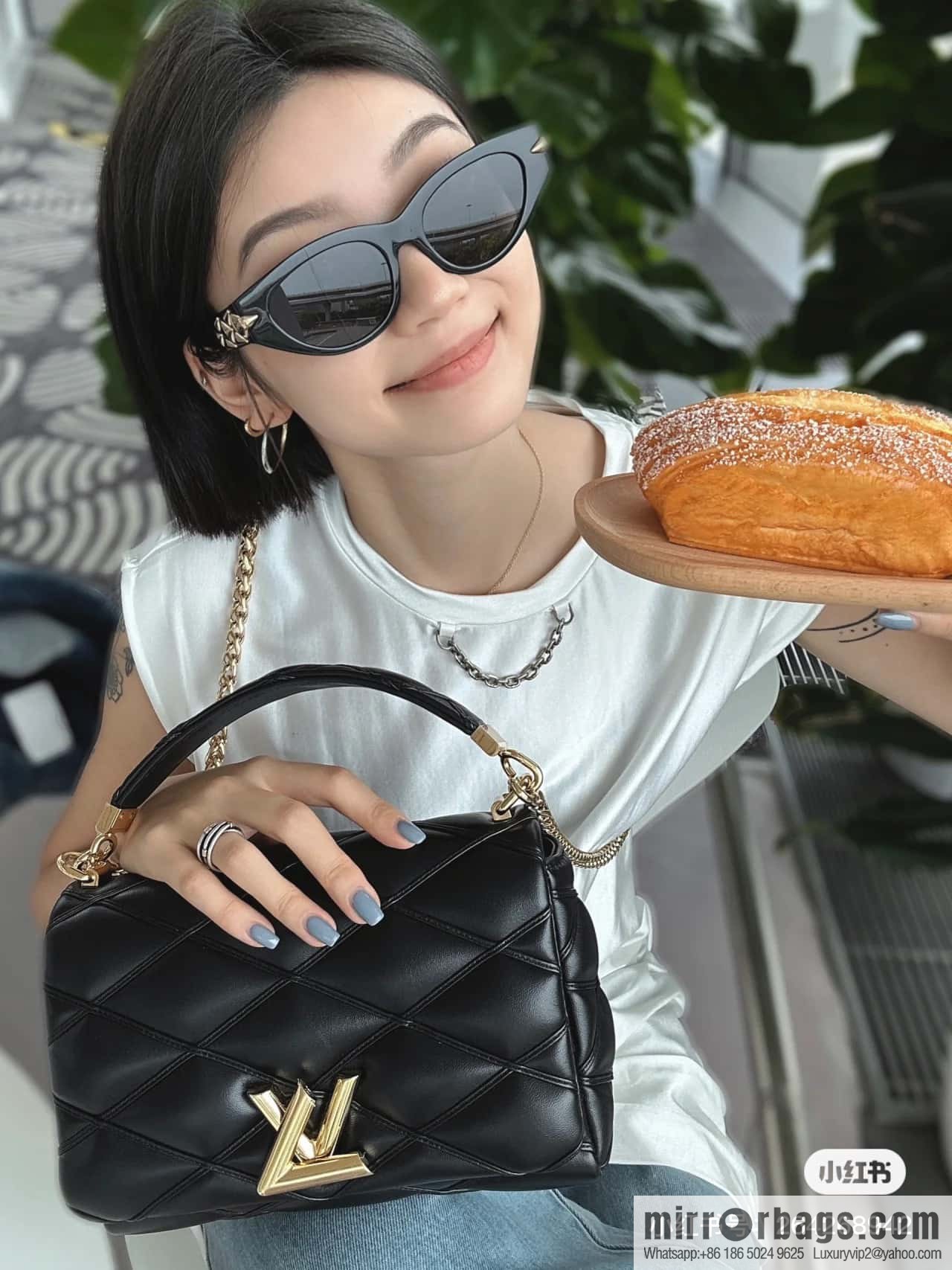 [Original order boutique] M22890 white, full leather rhombus chain bag series GO-14 Teist medium handbag M22891