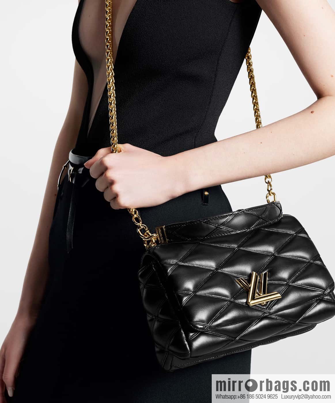[Original order boutique] M22890 white, full leather rhombus chain bag series GO-14 Teist medium handbag M22891