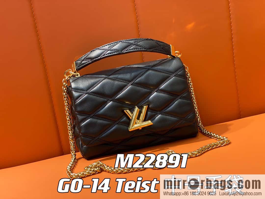 [Original order boutique] M22890 white, full leather rhombus chain bag series GO-14 Teist medium handbag M22891