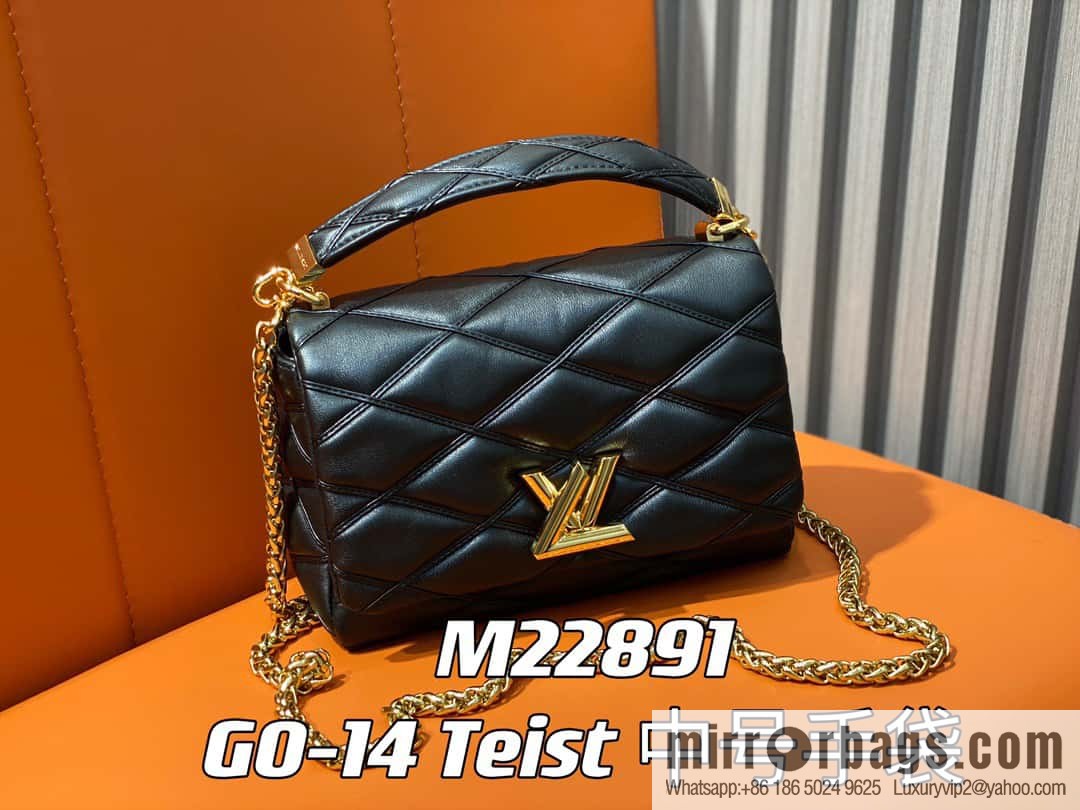 [Original order boutique] M22890 white, full leather rhombus chain bag series GO-14 Teist medium handbag M22891