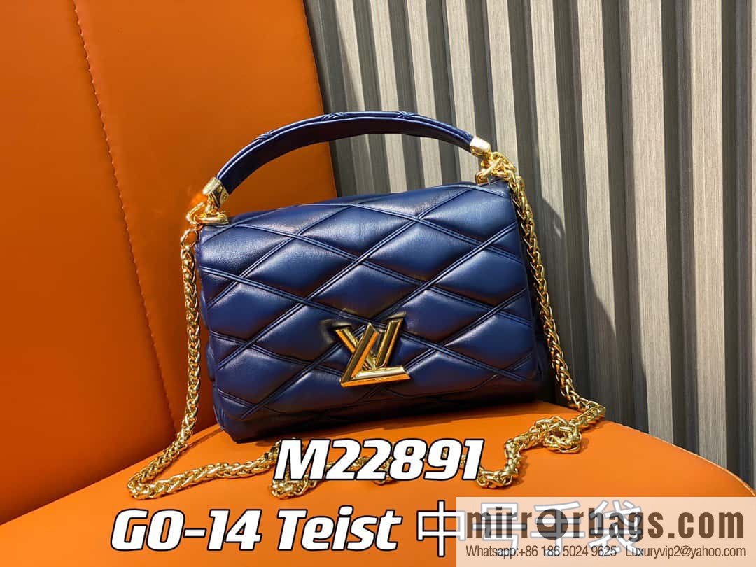 [Original order boutique] M22890 full leather rhombus chain bag series GO-14 Teist medium handbag M22891