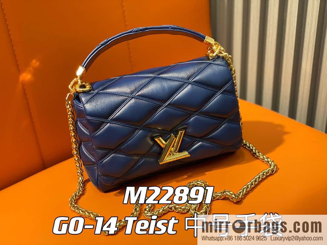 [Original order boutique] M22890 full leather rhombus chain bag series GO-14 Teist medium handbag M22891