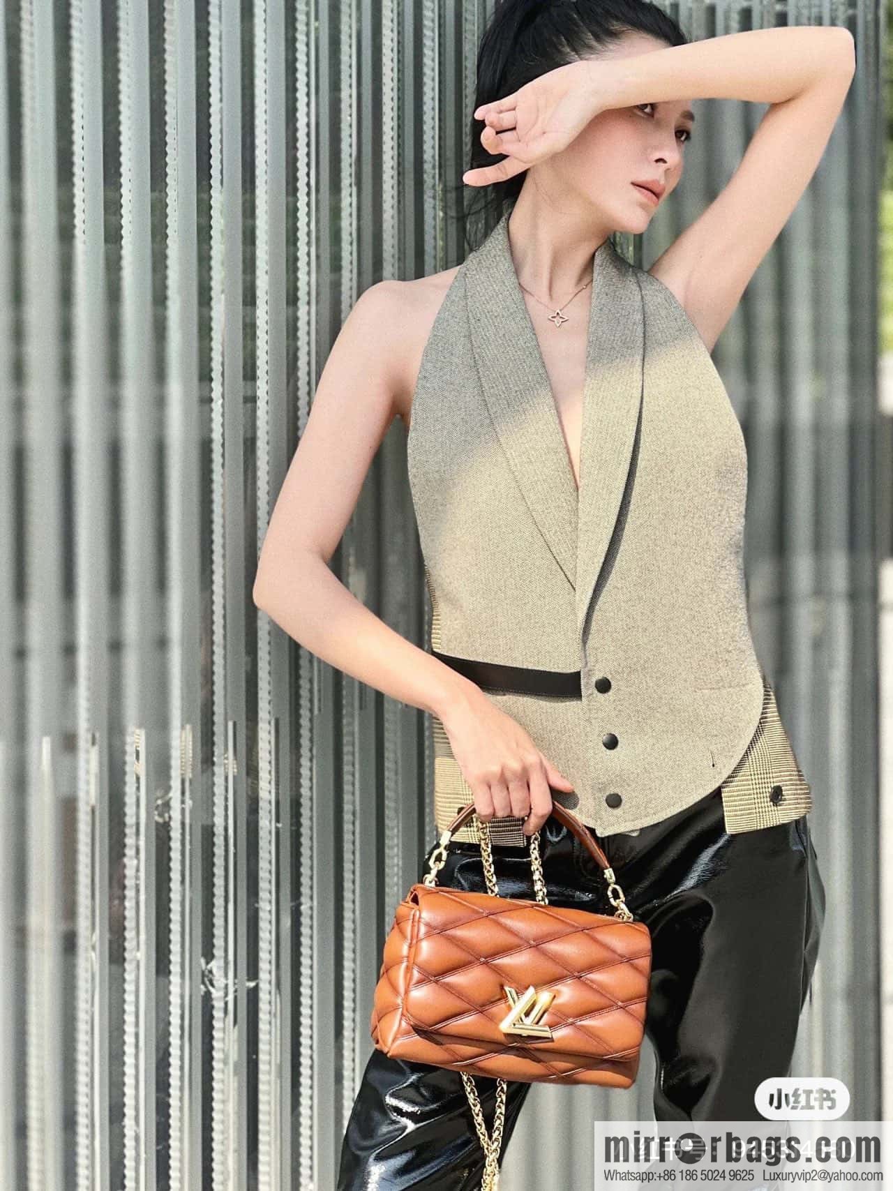 [Original order boutique] M22890 full leather rhombus chain bag series GO-14 Teist medium handbag M22891