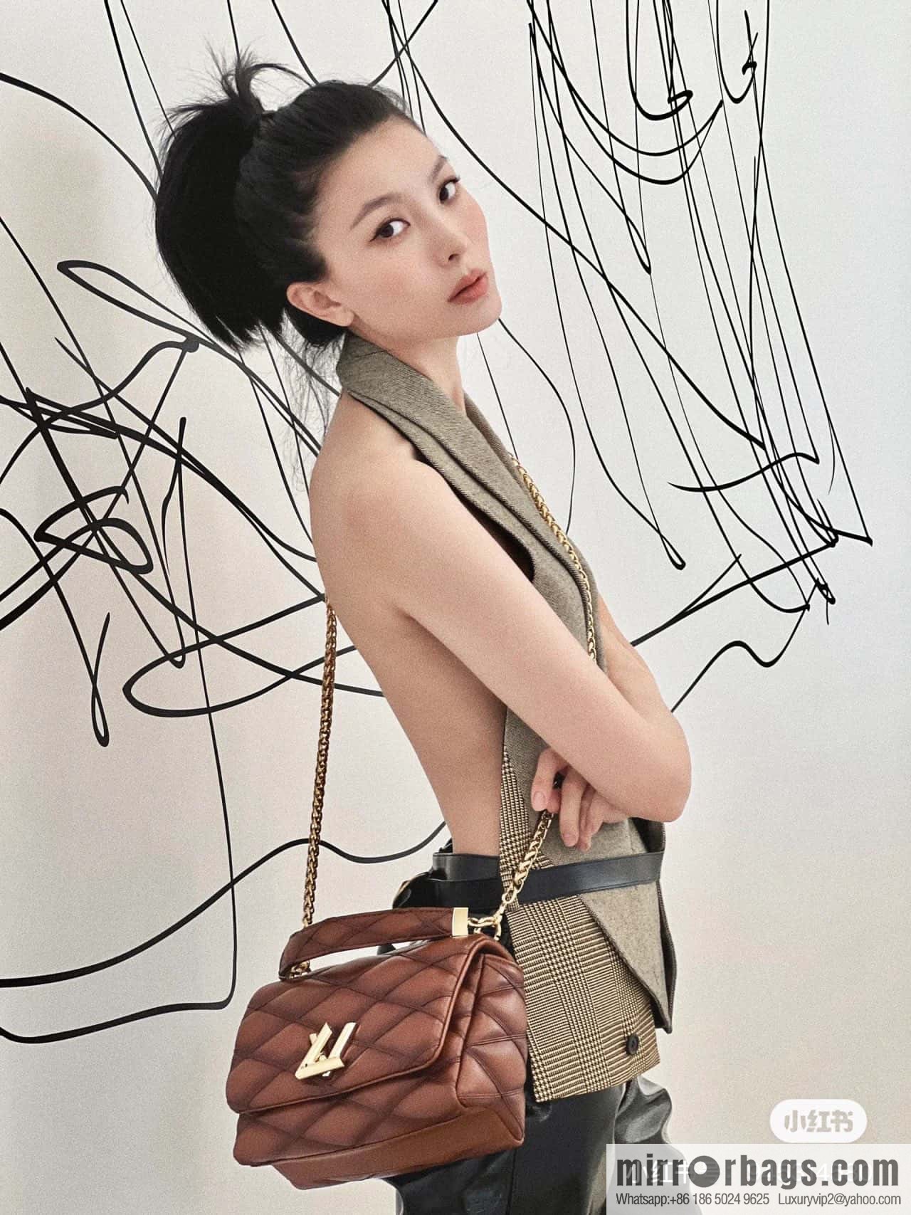[Original order boutique] M22890 full leather rhombus chain bag series GO-14 Teist medium handbag M22891