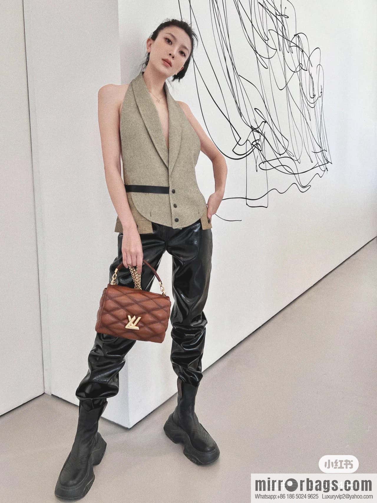 [Original order boutique] M22890 full leather rhombus chain bag series GO-14 Teist medium handbag M22891